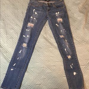 Abbey Dawn Fishnet and Paint Detail Destroyed Jean
